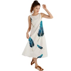 Feather Bird Summer Maxi Dress