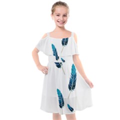 Feather Bird Kids  Cut Out Shoulders Chiffon Dress by artworkshop