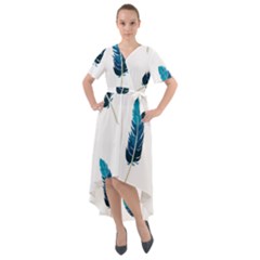 Feather Bird Front Wrap High Low Dress by artworkshop