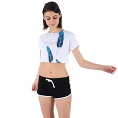 Feather Bird Tie Back Short Sleeve Crop Tee by artworkshop