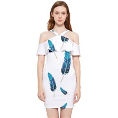 Feather Bird Shoulder Frill Bodycon Summer Dress by artworkshop