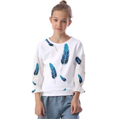 Feather Bird Kids  Cuff Sleeve Top