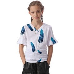 Feather Bird Kids  V-neck Horn Sleeve Blouse