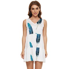 Feather Bird Tiered Sleeveless Mini Dress