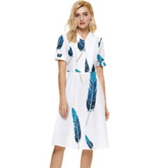 Feather Bird Button Top Knee Length Dress by artworkshop