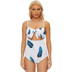 Feather Bird Knot Front One-piece Swimsuit