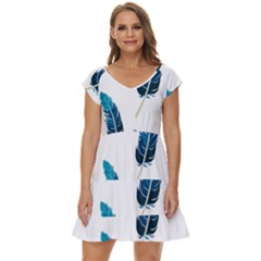 Feather Bird Short Sleeve Tiered Mini Dress