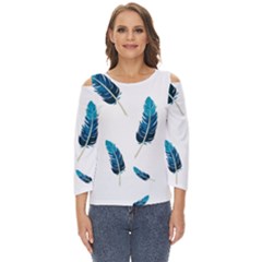 Feather Bird Cut Out Wide Sleeve Top