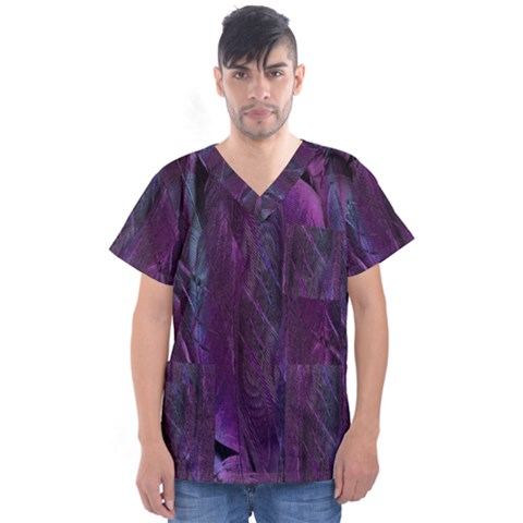 Feather Men s V-neck Scrub Top by artworkshop