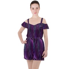 Feather Ruffle Cut Out Chiffon Playsuit by artworkshop