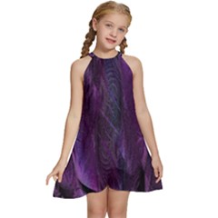 Feather Kids  Halter Collar Waist Tie Chiffon Dress