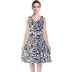 Fingerprint V-neck Midi Sleeveless Dress  by artworkshop