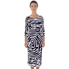 Fingerprint Quarter Sleeve Midi Bodycon Dress by artworkshop