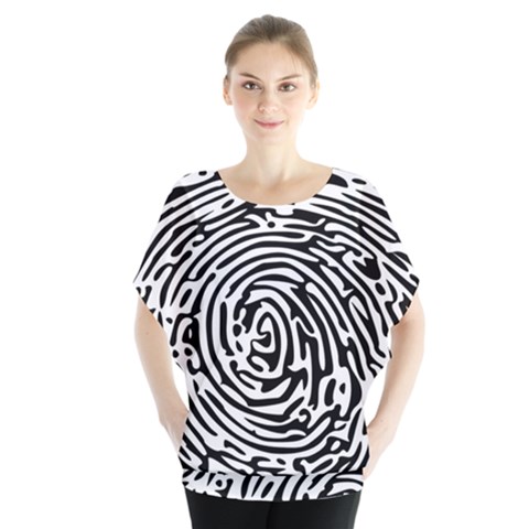 Fingerprint Batwing Chiffon Blouse by artworkshop