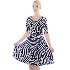 Fingerprint Quarter Sleeve A-line Dress by artworkshop