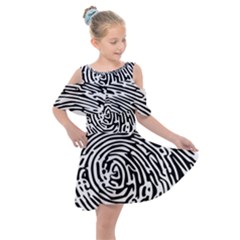 Fingerprint Kids  Shoulder Cutout Chiffon Dress by artworkshop