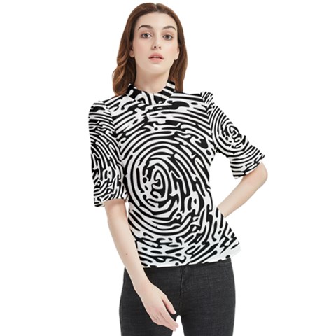 Fingerprint Frill Neck Blouse by artworkshop