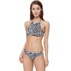 Fingerprint Banded Triangle Bikini Set