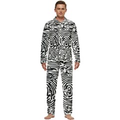 Fingerprint Men s Long Sleeve Velvet Pocket Pajamas Set