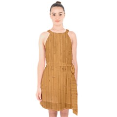 Hardwood Vertical Halter Collar Waist Tie Chiffon Dress by artworkshop