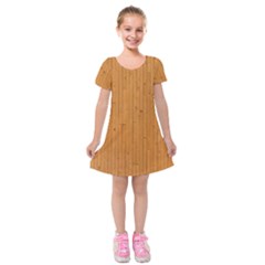 Hardwood Vertical Kids  Short Sleeve Velvet Dress by artworkshop