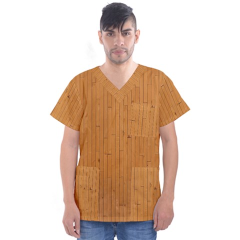 Hardwood Vertical Men s V-neck Scrub Top by artworkshop