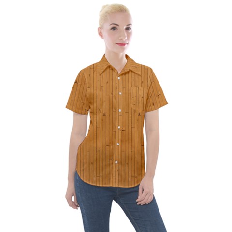 Hardwood Vertical Women s Short Sleeve Pocket Shirt by artworkshop