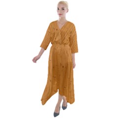 Hardwood Vertical Quarter Sleeve Wrap Front Maxi Dress by artworkshop