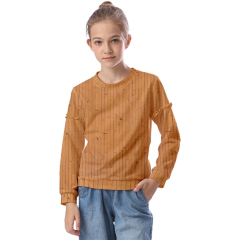 Hardwood Vertical Kids  Long Sleeve Tee With Frill  by artworkshop