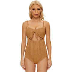 Hardwood Vertical Knot Front One-piece Swimsuit