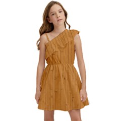 Hardwood Vertical Kids  One Shoulder Party Dress by artworkshop