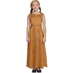 Hardwood Vertical Kids  Satin Sleeveless Maxi Dress by artworkshop