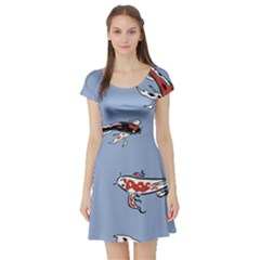 Fish Carp Koi Koi Short Sleeve Skater Dress by artworkshop