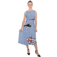 Fish Carp Koi Koi Midi Tie-back Chiffon Dress by artworkshop