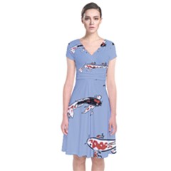 Fish Carp Koi Koi Short Sleeve Front Wrap Dress by artworkshop