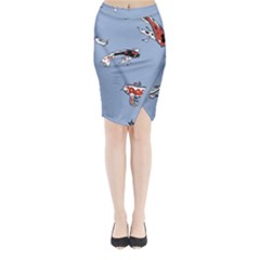 Fish Carp Koi Koi Midi Wrap Pencil Skirt by artworkshop