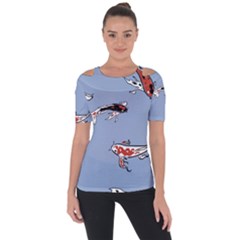 Fish Carp Koi Koi Shoulder Cut Out Short Sleeve Top by artworkshop