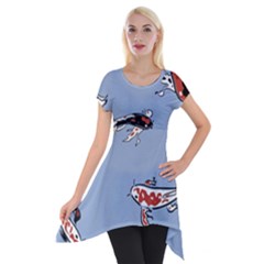 Fish Carp Koi Koi Short Sleeve Side Drop Tunic by artworkshop