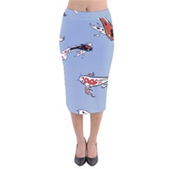 Fish Carp Koi Koi Velvet Midi Pencil Skirt by artworkshop