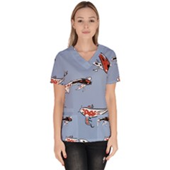 Fish Carp Koi Koi Women s V-neck Scrub Top by artworkshop