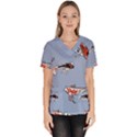 Fish Carp Koi Koi Women s V-Neck Scrub Top View1