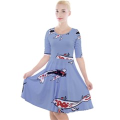 Fish Carp Koi Koi Quarter Sleeve A-line Dress