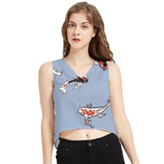 Fish Carp Koi Koi V-neck Cropped Tank Top