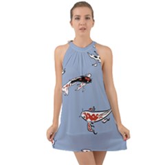 Fish Carp Koi Koi Halter Tie Back Chiffon Dress by artworkshop