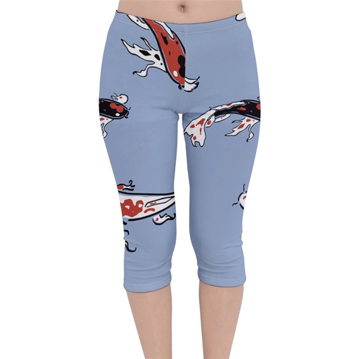 Fish Carp Koi Koi Velvet Capri Leggings 