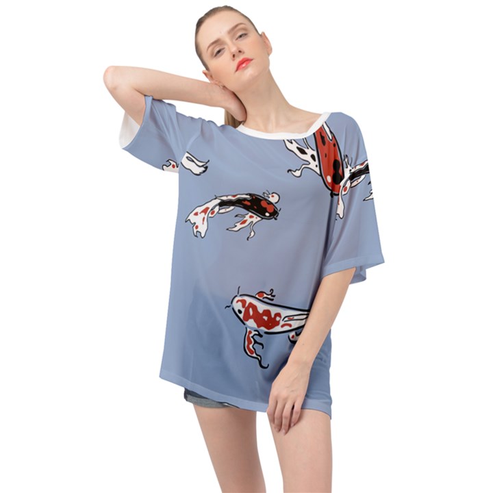 Fish Carp Koi Koi Oversized Chiffon Top