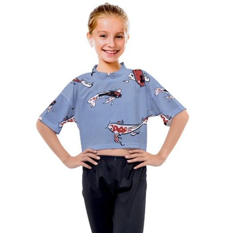 Fish Carp Koi Koi Kids Mock Neck Tee by artworkshop