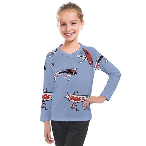 Fish Carp Koi Koi Kids  Long Mesh Tee by artworkshop