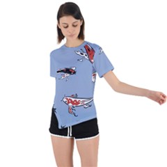 Fish Carp Koi Koi Asymmetrical Short Sleeve Sports Tee by artworkshop