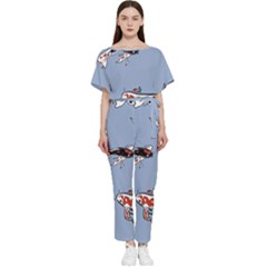 Fish Carp Koi Koi Batwing Lightweight Chiffon Jumpsuit by artworkshop